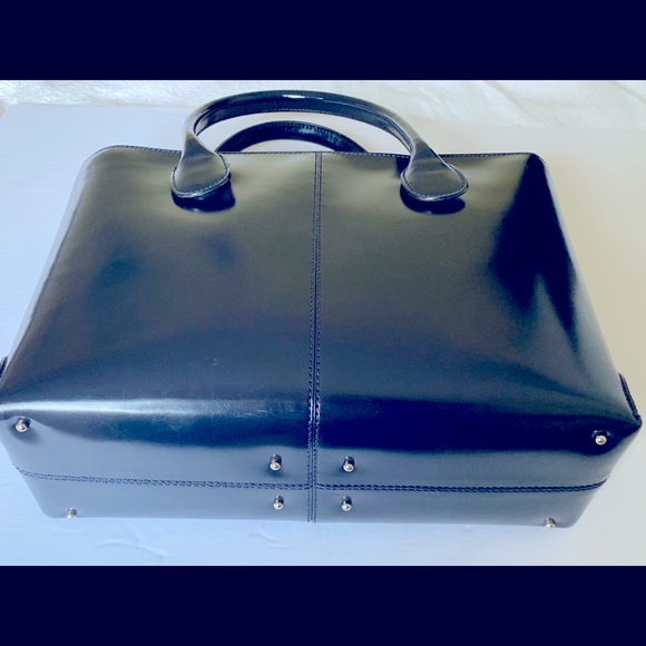 Italian Tod’s iconic D-bag large tote shoulder bag shiny real leather navy blue - Picture 7 of 16
